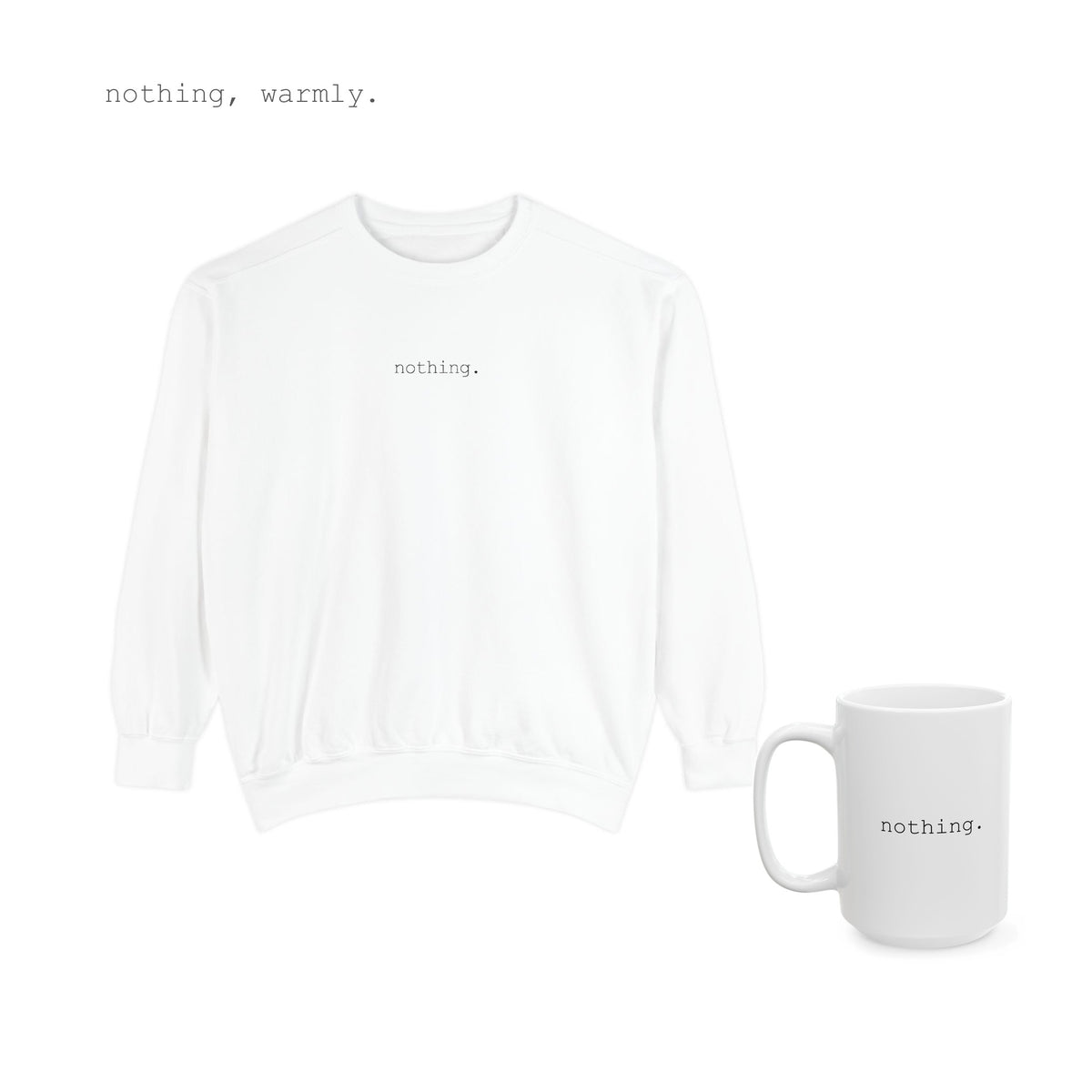 A white sweater and a mug, together